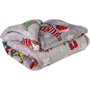 Šedá vánoční deka z mikroplyše 200x150 cm Gnome - My House