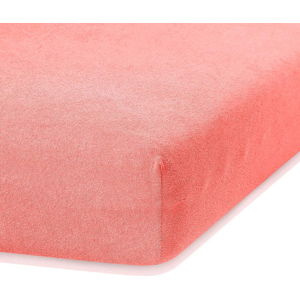 Korálově růžové elastické prostěradlo s vysokým podílem bavlny AmeliaHome Ruby, 200 x 80-90 cm