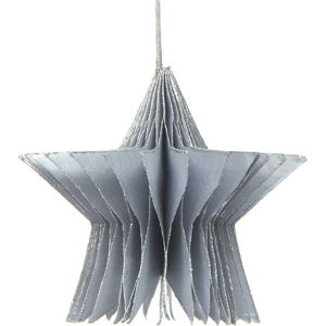 Papírová vánoční ozdoba ve tvaru hvězdy ve stříbrné barvě Only Natural, délka 7,5 cm