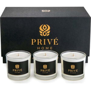 Sada 3 bílých vonných svíček Privé Home Delice d'Orient/Safran-Ambre Noir/Black Wood