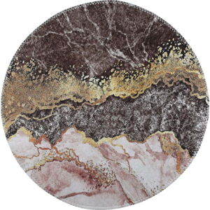 Pratelný kulatý koberec v hnědo-zlaté barvě ø 120 cm – Vitaus