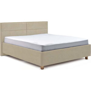 Béžová dvoulůžková postel s úložným prostorem ProSpánek Grace, 160 x 200 cm