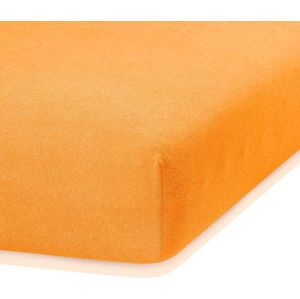 Oranžové elastické prostěradlo s vysokým podílem bavlny AmeliaHome Ruby, 140/160 x 200 cm