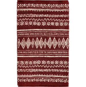 Červeno-bílý bavlněný koberec Webtappeti Ethnic, 55 x 180 cm