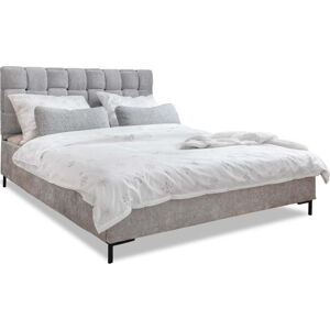 Světle šedá čalouněná dvoulůžková postel s roštem 160x200 cm Eve – Miuform
