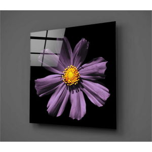 Černo-fialový skleněný obraz Insigne Flowerina, 30 x 30 cm