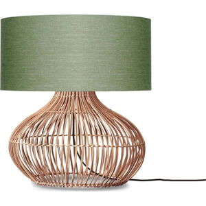 Stolní lampa s textilním stínidlem v zeleno-přírodní barvě (výška 60 cm) Kalahari – Good&Mojo