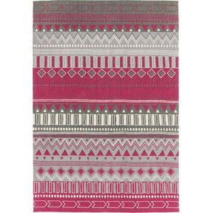 Tmavě růžový koberec Asiatic Carpets Tribal Mix, 120 x 170 cm
