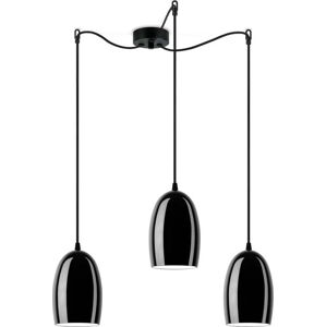 Černé trojramenné závěsné svítidlo Sotto Luce UME S Glossy, ⌀ 14 cm