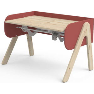 Červeno-hnědý psací stůl z borovicového dřeva s nastavitelnou výškou Flexa Woody
