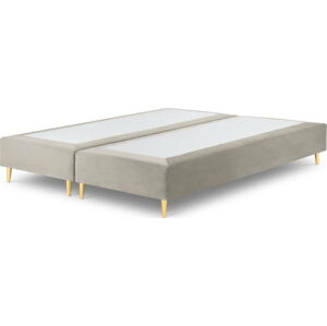 Béžová sametová dvoulůžková postel Mazzini Beds Lia, 160 x 200 cm