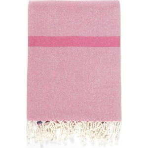 Růžovo-béžová osuška s příměsí bavlny Kate Louise Cotton Collection Line Pink Beige, 100 x 180 cm