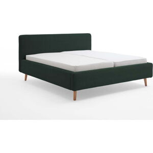 Tmavě zelená čalouněná dvoulůžková postel 140x200 cm Mattis Cord – Meise Möbel