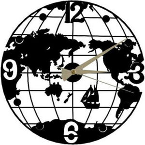 Černé nástěnné hodiny Globe Clock, ⌀ 50 cm