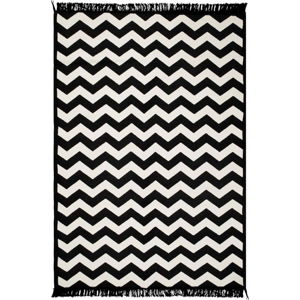 Černo-bílý oboustranný koberec Zig Zag 80 x 150 cm