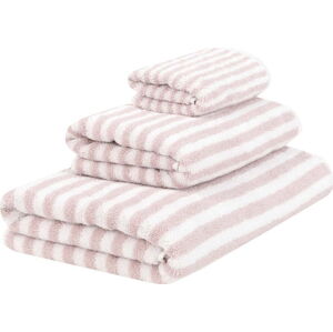 Sada 3 bílo-růžových bavlněných ručníků mjukis. Viola