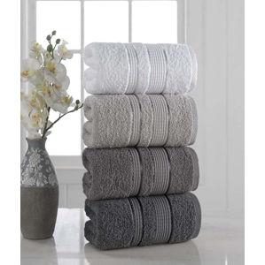 Sada 4 ručníků Pure Cotton Gray, 50 x 85 cm