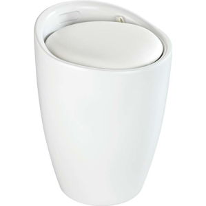 Bílá koupelnová stolička s vyjímatelným košem na prádlo Wenko Candy