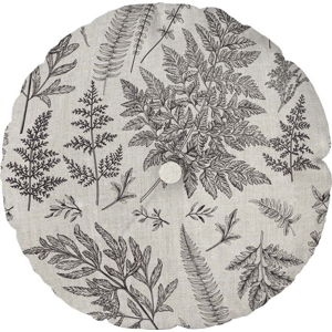 Šedý polštář Linen Couture Cojin Redondo Grey Leaf, ⌀ 45 cm