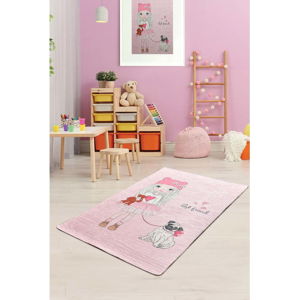 Růžový dětský protiskluzový koberec Conceptum Hypnose Best Friend, 100 x 160 cm