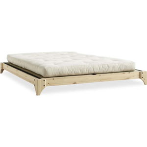 Dvoulůžková postel z borovicového dřeva s matrací a tatami Karup Design Elan Double Latex Natural Clear/Natural, 160 x 200 cm