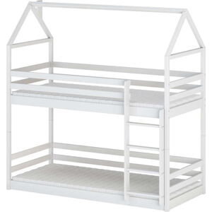 Bílá domečková/patrová dětská postel 90x200 cm Axel - Lano Meble