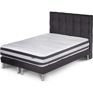 Tmavě šedá postel s matrací a dvojitým boxspringem Stella Cadente Maison Mars Saches, 180 x 200  cm