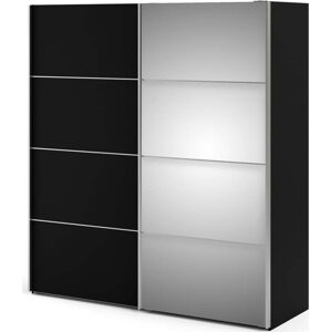 Černá šatní skříň se zrcadlem Tvilum Verona, 182 x 201,5 cm