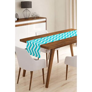 Běhoun na stůl z mikrovlákna Minimalist Cushion Covers Blue Stripes, 45 x 140 cm