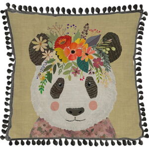 Sada 2 polštářů s příměsí lnu Little Nice Things Floral Panda, 45 x 45 cm