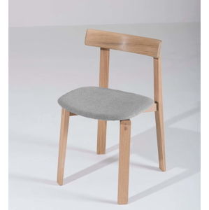 Jídelní židle z masivního dubového dřeva se šedým sedákem Gazzda Nora