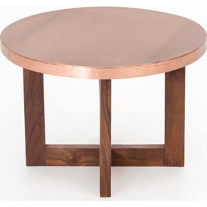 Konferenční stolek z akáciového dřeva s měděnou deskou WOOX LIVING India, 50 cm