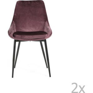 Sada 2 růžových jídelních židlí se sametovým potahem Tenzo Lex