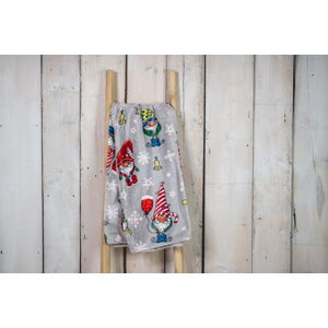 Šedá vánoční deka z mikroplyše 200x150 cm Gnome - My House