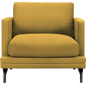 Žluté křeslo s podnožím v černé barvě Windsor & Co Sofas Jupiter
