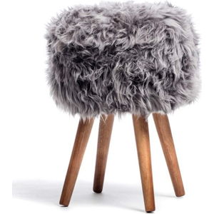 Stolička se šedým sedákem z ovčí kožešiny Royal Dream, ⌀ 30 cm