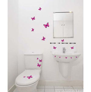 Sada 18 samolepek Fanastick Pink Butterflies