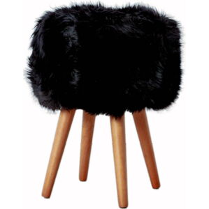 Stolička s černým sedákem z ovčí kožešiny Native Natural, ⌀ 30 cm