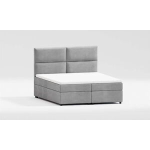 Světle šedá čalouněná dvoulůžková postel s úložným prostorem s roštem 200x200 cm Rico – Ropez