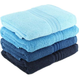 Sada 4 modrých bavlněných ručníků Rainbow Sky, 50 x 90 cm