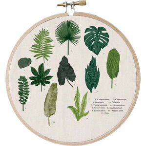 Nástěnná dekorace Surdic Stitch Hoop Leafes Index, ⌀ 27 cm
