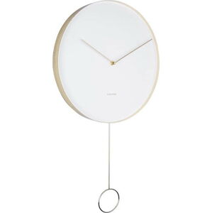 Bílé nástěnné kyvadlové hodiny Karlsson Pendulum, ø 34 cm
