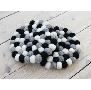 Černo-bílý kuličkový podtácek z vlny Wooldot Ball Coaster, ⌀ 20 cm