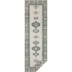 Zeleno-krémový venkovní koberec Bougari Duque, 80 x 350 cm