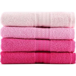 Sada 4 růžových bavlněných ručníků Rainbow, 50 x 90 cm
