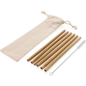 6dílná sada bambusových brček s čistícím kartáčkem a obalem XD Collection