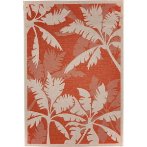 Oranžovo-béžový venkovní koberec Floorita Palms, 160 x 230 cm