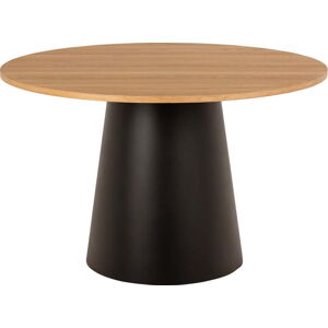 Černo-přírodní kulatý jídelní stůl s deskou v dubovém dekoru ø 120 cm Soli – Actona