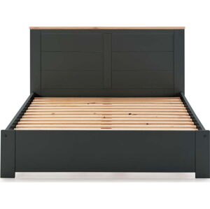 Antracitově šedá dvoulůžková postel Marckeric Akira, 160 x 200 cm