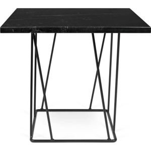 Černý mramorový konferenční stolek s černými nohami TemaHome Helix, 50 x 50 cm